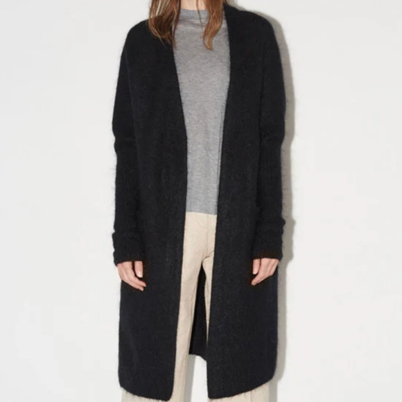 Black Acne Raya long open-front mohair cardigan - Picture 1 of 5